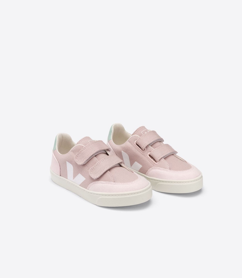 Veja Sneakers Kids - V-12 Velcro Canvas - Pink/White - 3601YVLWZ